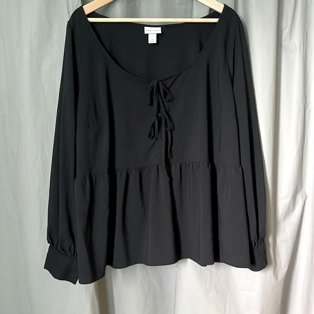 Ava & Viv WOMANS 2X black loose fitting top